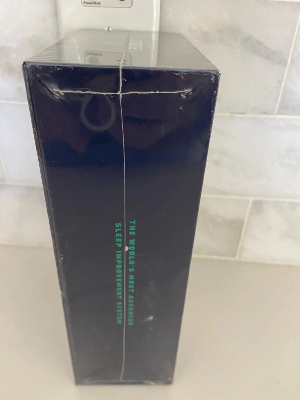 Pottery Barn Navy Blue Box with Green Accent
